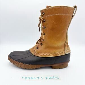 Vintage LL Bean Maine Hunting Shoe Boots 10" Leather Unlined Rubber USA Womens 8